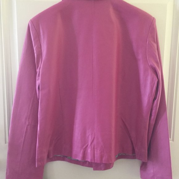 Bernardo Genuine Leather Jacket/Petunia Pink/Snap Closure/Size L/NWT!!! - Picture 2 of 6
